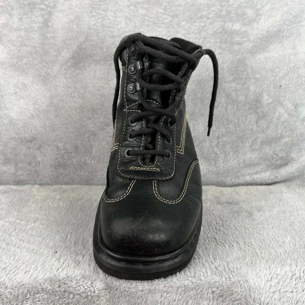 Vintage Dr Martens AW004 Boots 12 Black Leather Made In England Work Lug